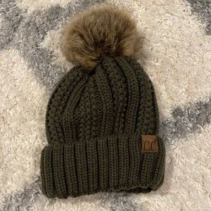 C.C Pom Olive Green Beanie